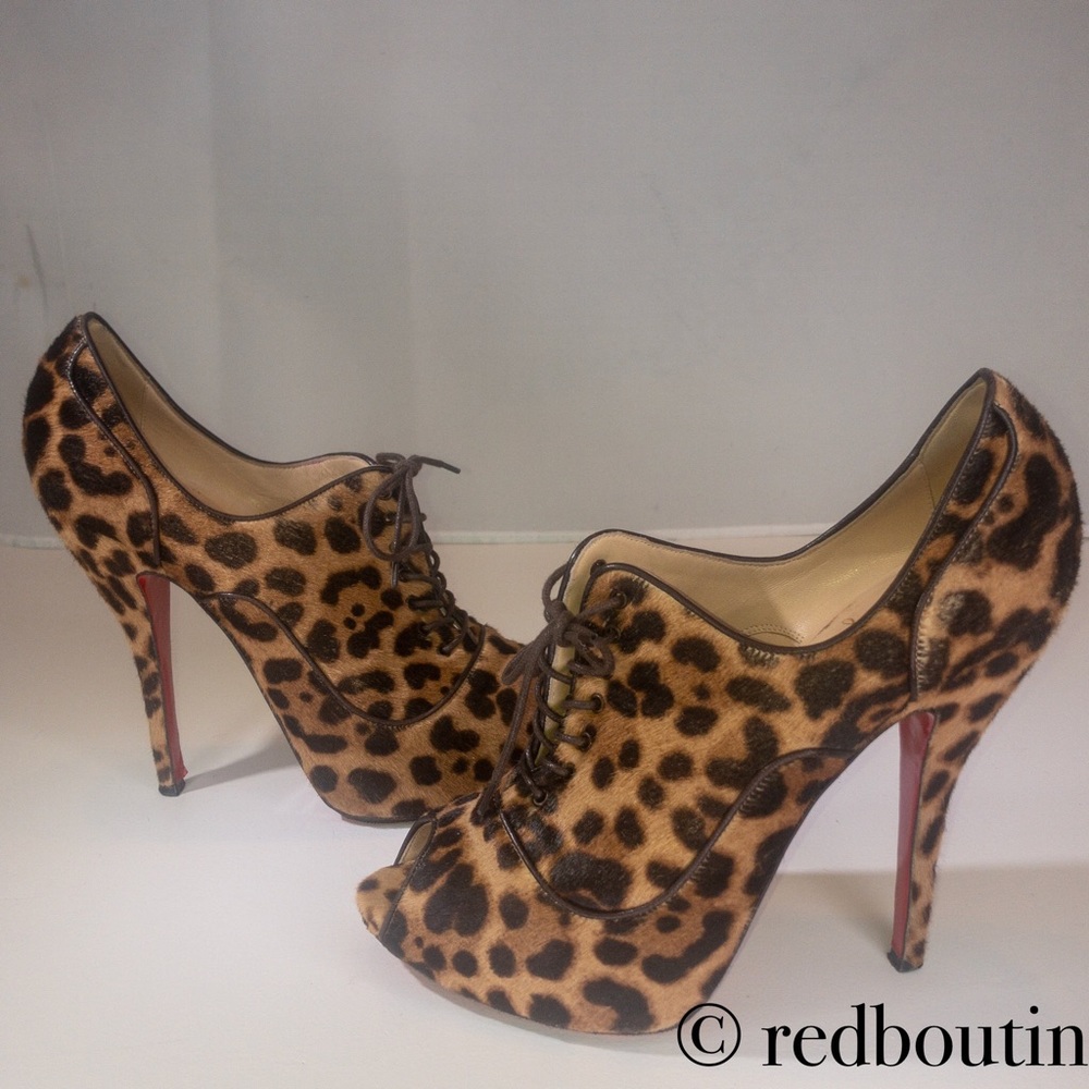 Traded 👠Derby leopard pony hair open toe booties - Picture 3 of 8